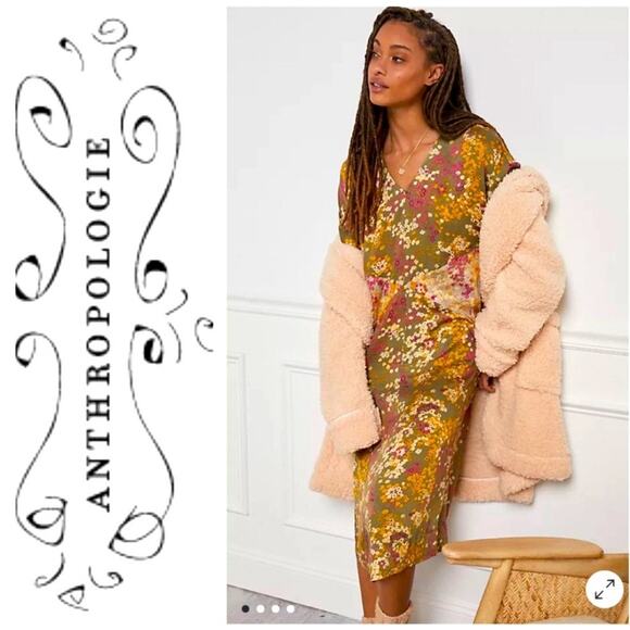 Anthropologie Tiny Shoreline Floral Midi Dress Sz Small - Picture 1 of 16